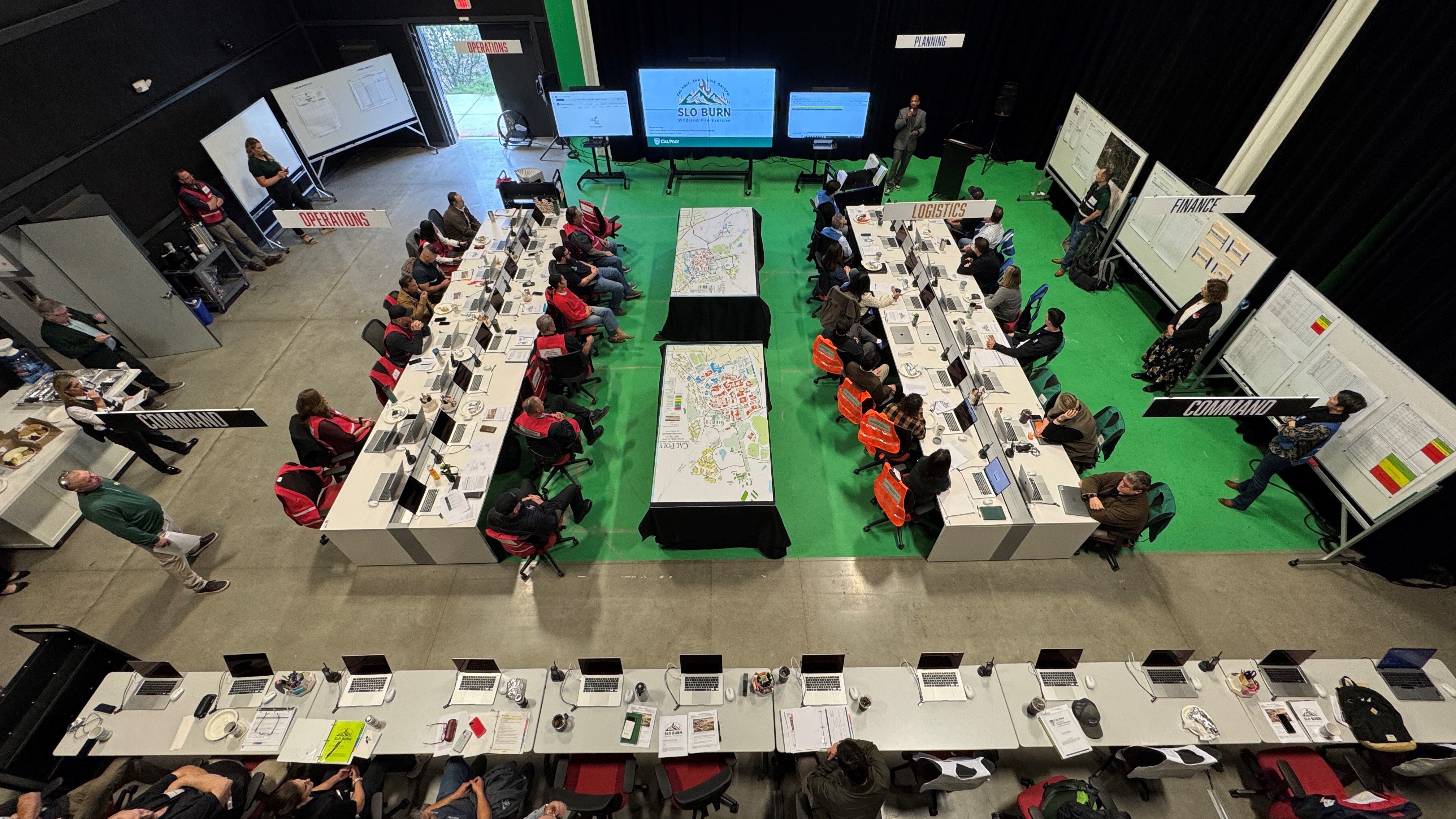 Emergency management team and volunteers in a mock emergency