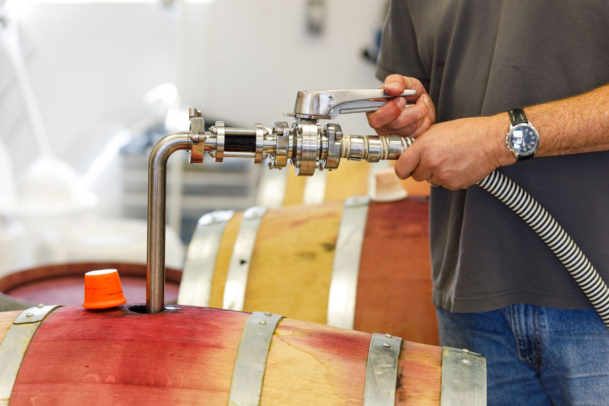 Wine blending in a wine barrell