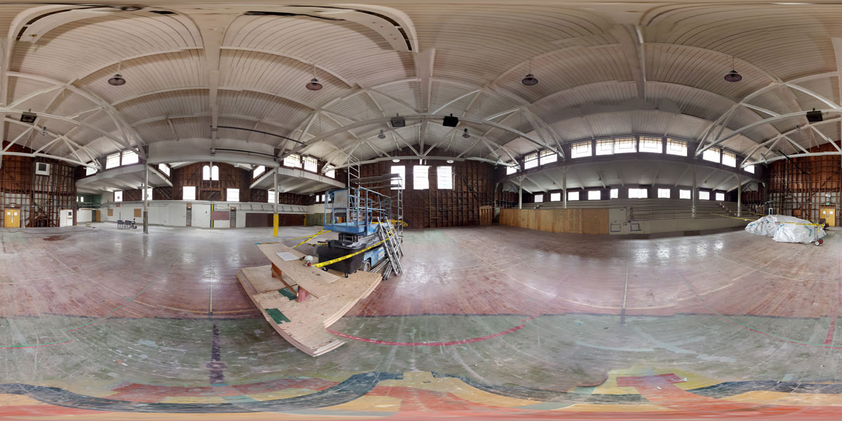 Panoramic shot inside of Crandall Gym