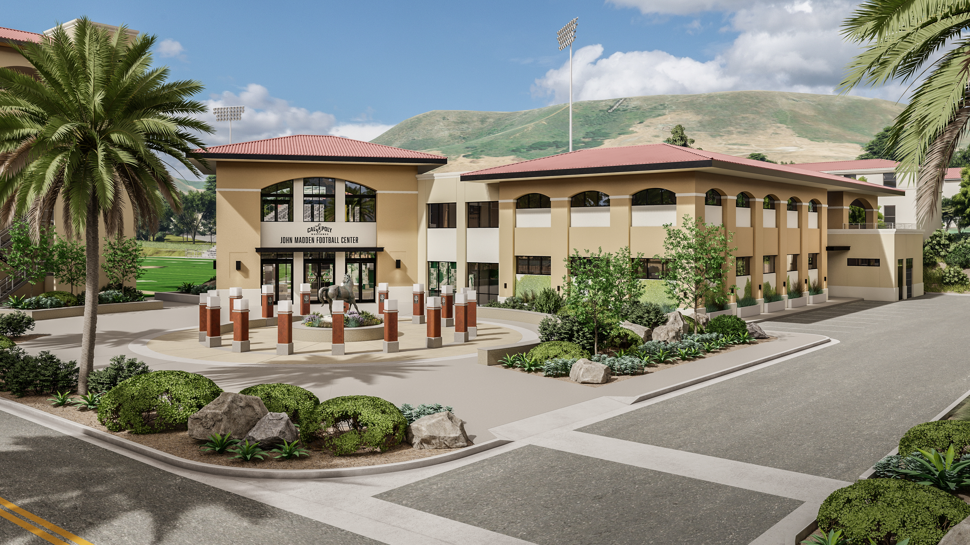 Cal Poly Football Center in rendering view