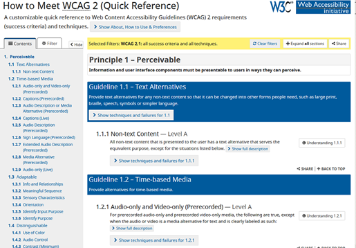 How to Meet WCAG 2 (Quick Reference)