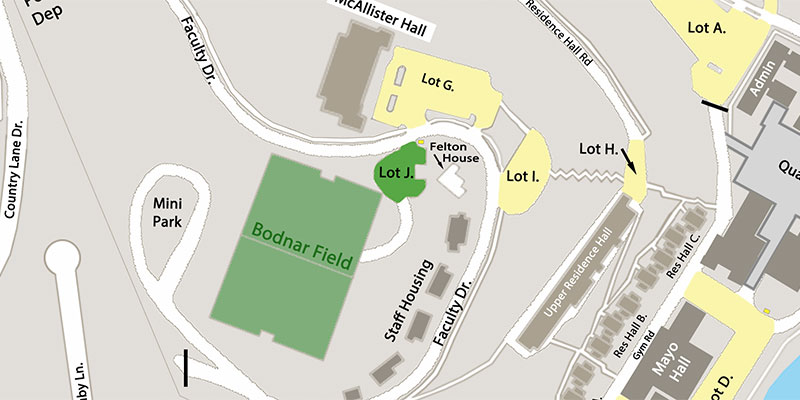 Parking map for Lot J — Bodnar Field