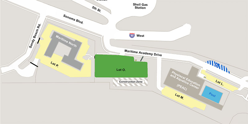 Parking map for Lot O — Campus Entrance