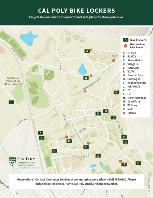 bike locker map on campus