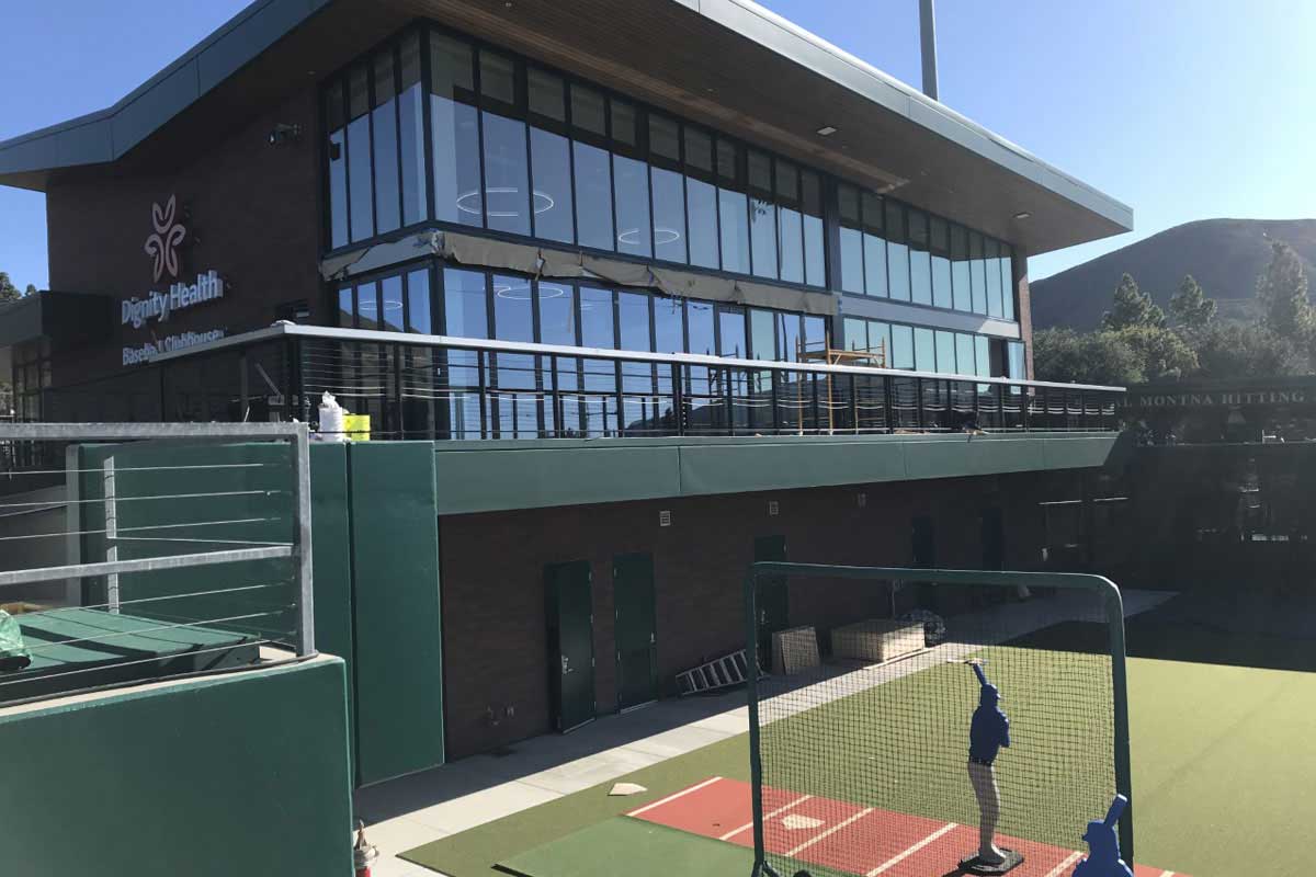 Exterior of the newly constructed baseball clubhouse